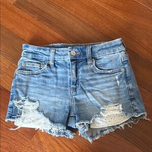 American Eagle Outfitters Blue Distressed Jean Shorts